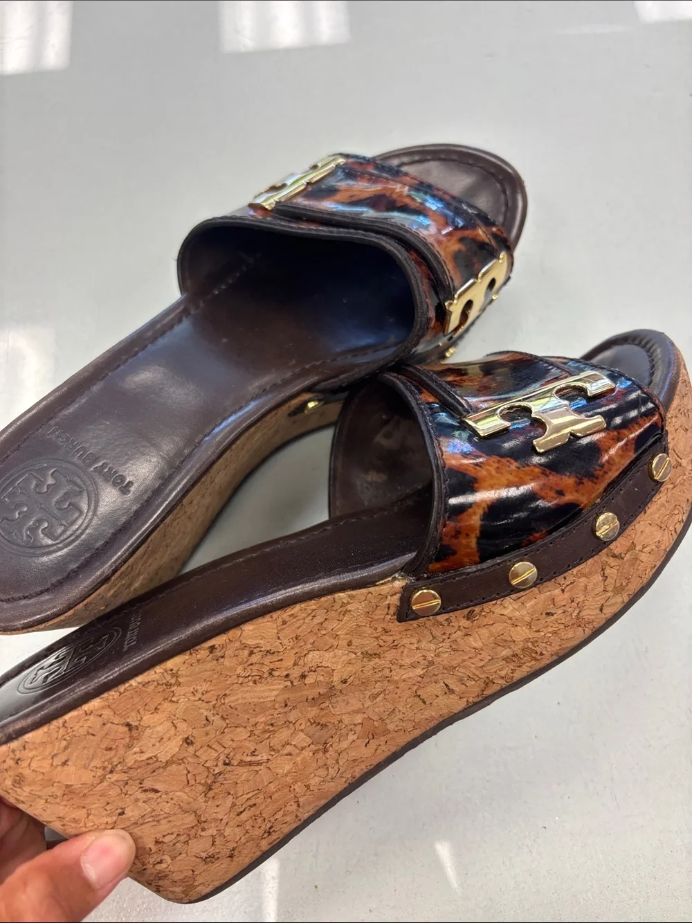 Tory Burch Leopard Pamela Cork Wedge Slide - Picture 6 of 8